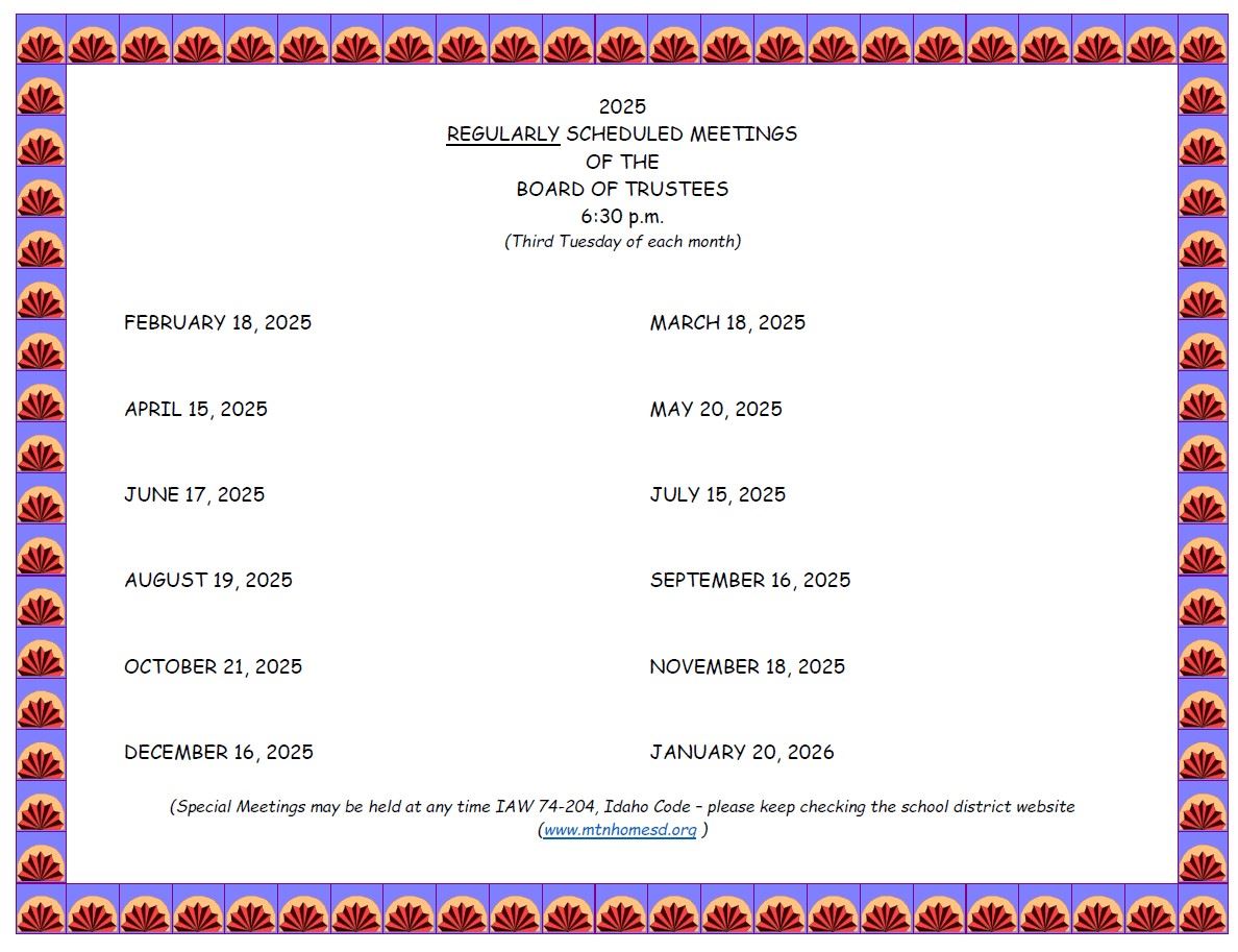 2025 School Board Calendar